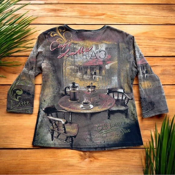 Jess & Jane Cafe Latte Window Graphic Top - Small - Made in USA - Picture 6 of 15